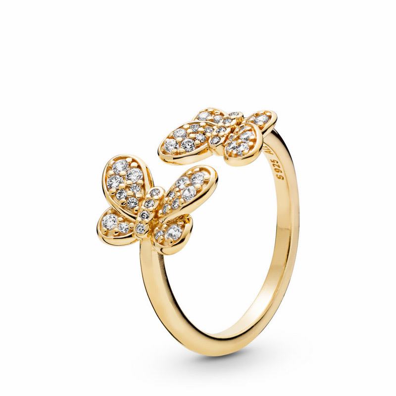 Pandora Shine™ Dazzling Butterflies Stackable Ring Outlet NZ, 18ct Gold Plated (829564-MPW)